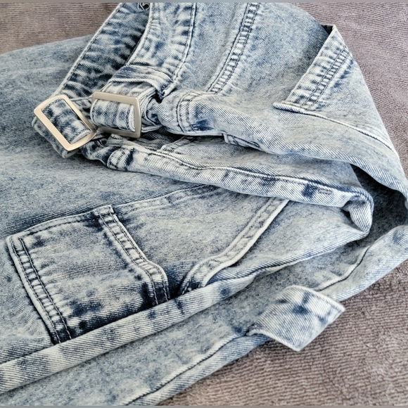 Blue Asphalt Denim - Women's Sz L (32x30) Acid Wash Barrel Denim Jeans Vintage Y2K Era